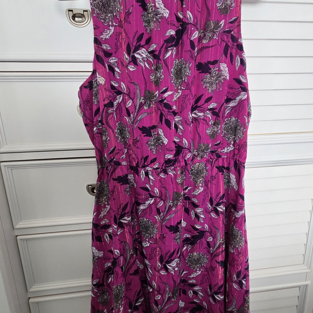 Maison Jules Bright Magenta Floral Sleeveless Dress